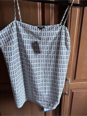 Express Blue Geometric Strap Tank Top